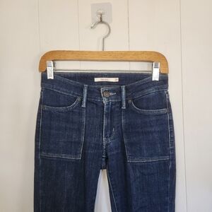 Levis 711 Skinny Jeans Dark Wash Square Pockets Stretchy Mid Rise Womens Size 24